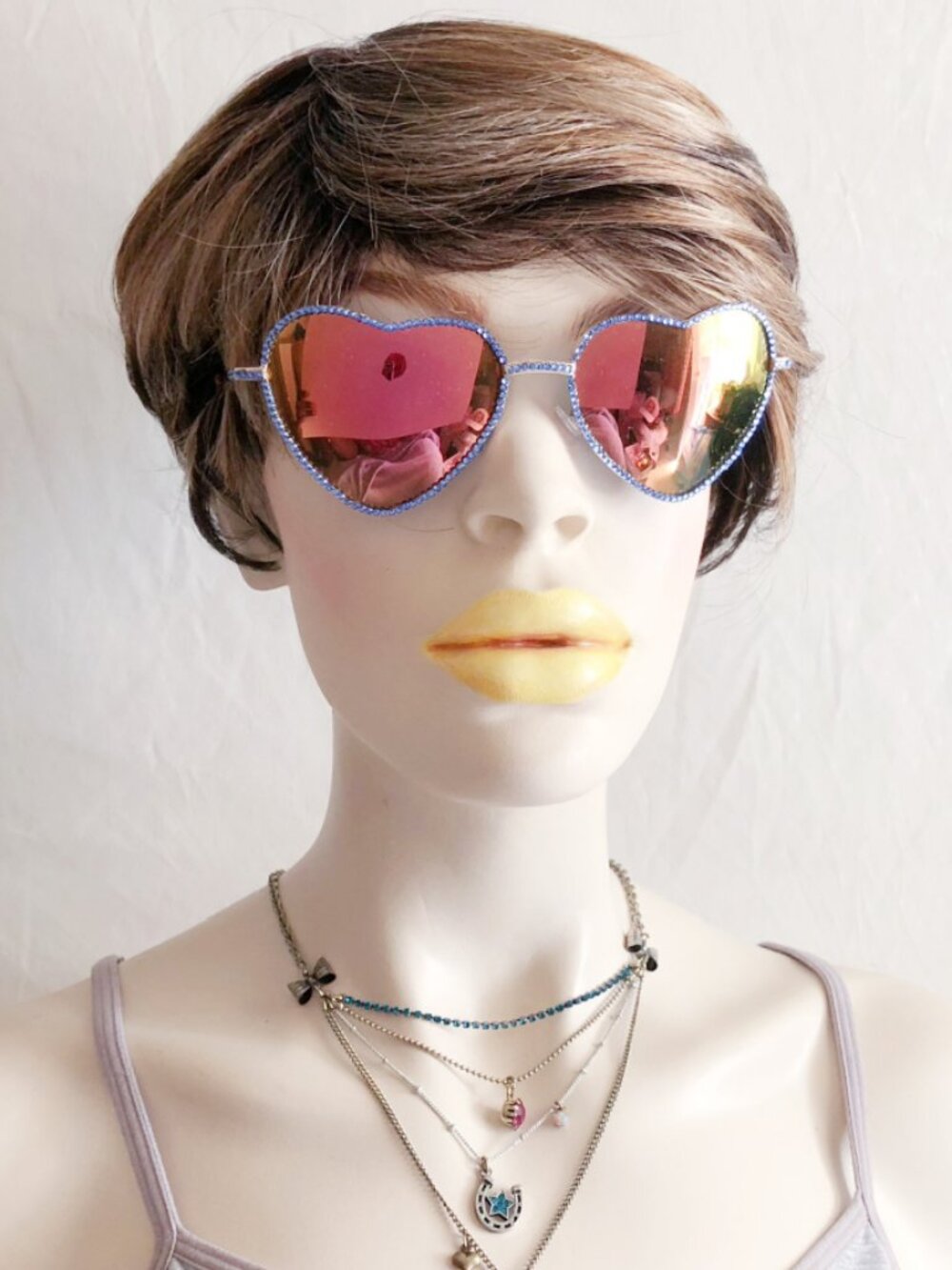 Heart Shaped Mirror Lens Sunglasses Swarovski Crystal Hand Embellished